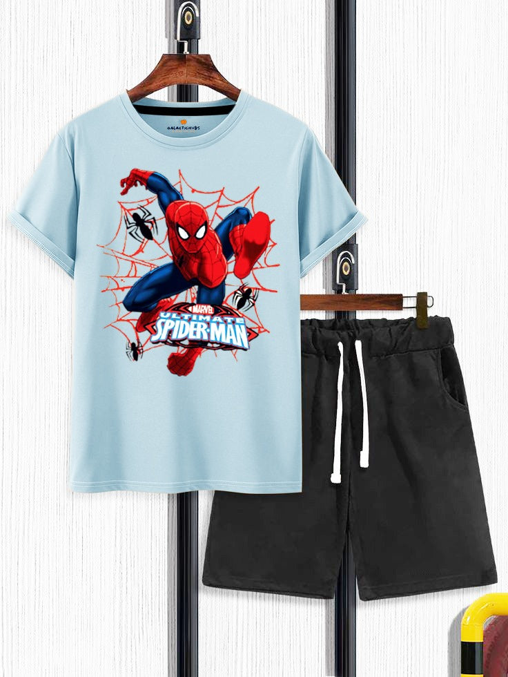 Galactic Hubs Spider Man Sky Blue T-Shirt & Short