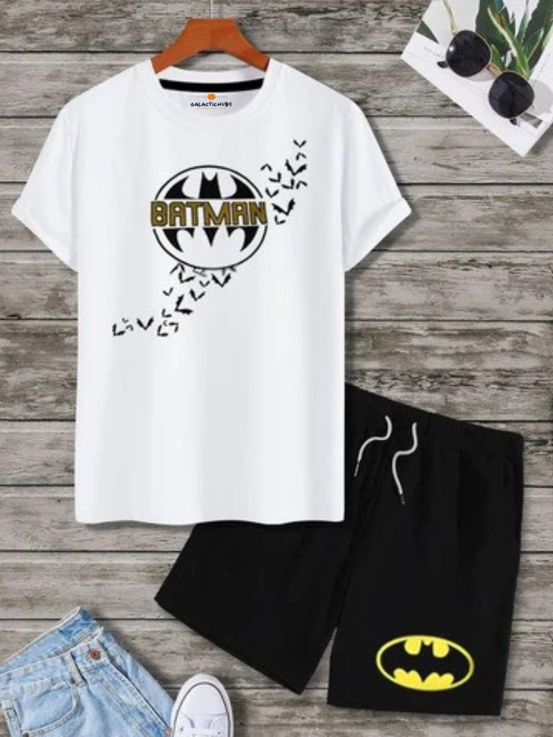 Galactic Hubs Batman (White) T-Shirt & (Black) Shorts