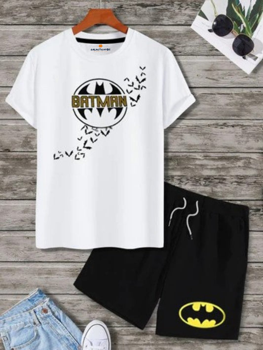 Galactic Hubs Batman (White) T-Shirt & (Black) Shorts