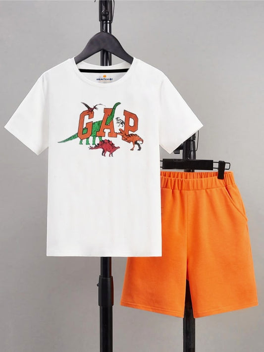 Galactic Hubs White (CAP) T-Shirt & Orange Short
