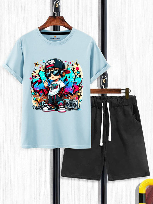 Galactic Hubs Music Sky Blue T-Shirt & Short