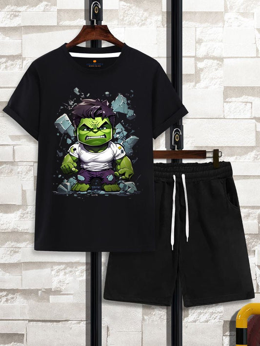 Galactic Hubs Cartoon Black T-Shirt & Short