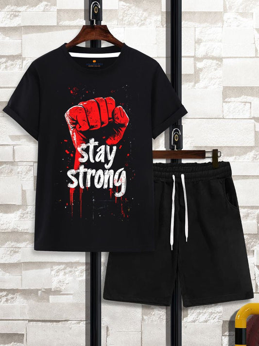 Galactic Hubs Stay Strong Black T-Shirt & Short