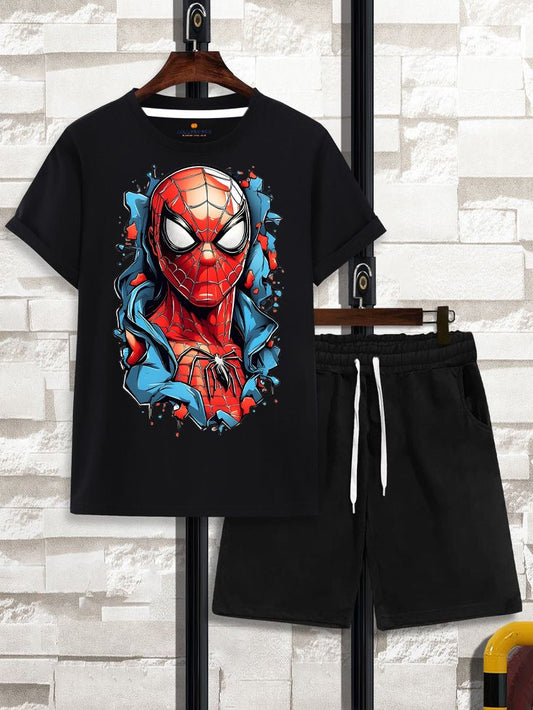 Galactic Hubs Black Spiderman T-Shirt & Short